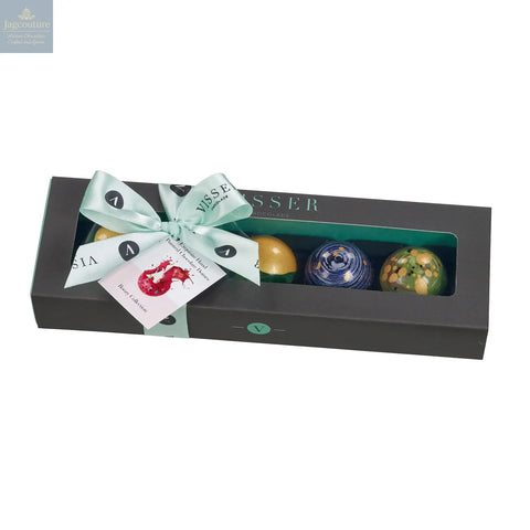 Deluxe gift box of 5 boozy Picasso chocolates with menu tag - Jag Couture Chocolates