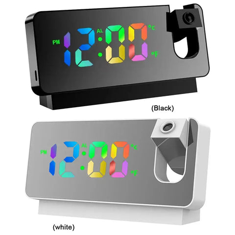 Digital Electronic Clock with Calendar&Temperature Projection Alarm Clock Multifunctional LED Display for Students Office Worker
