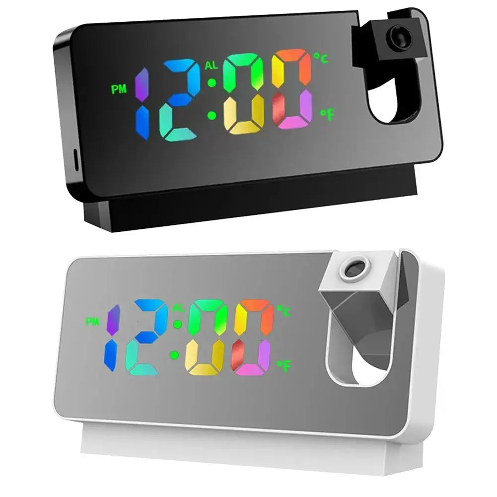 Digital Electronic Clock with Calendar&Temperature Projection Alarm Clock Multifunctional LED Display for Students Office Worker