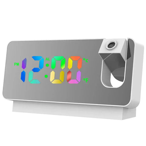 Digital Electronic Clock with Calendar&Temperature Projection Alarm Clock Multifunctional LED Display for Students Office Worker