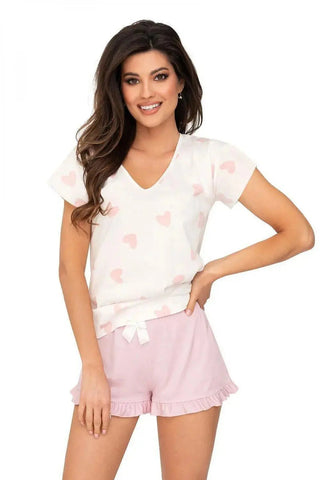 Donna blouse and shorts pink-ecru pajamas