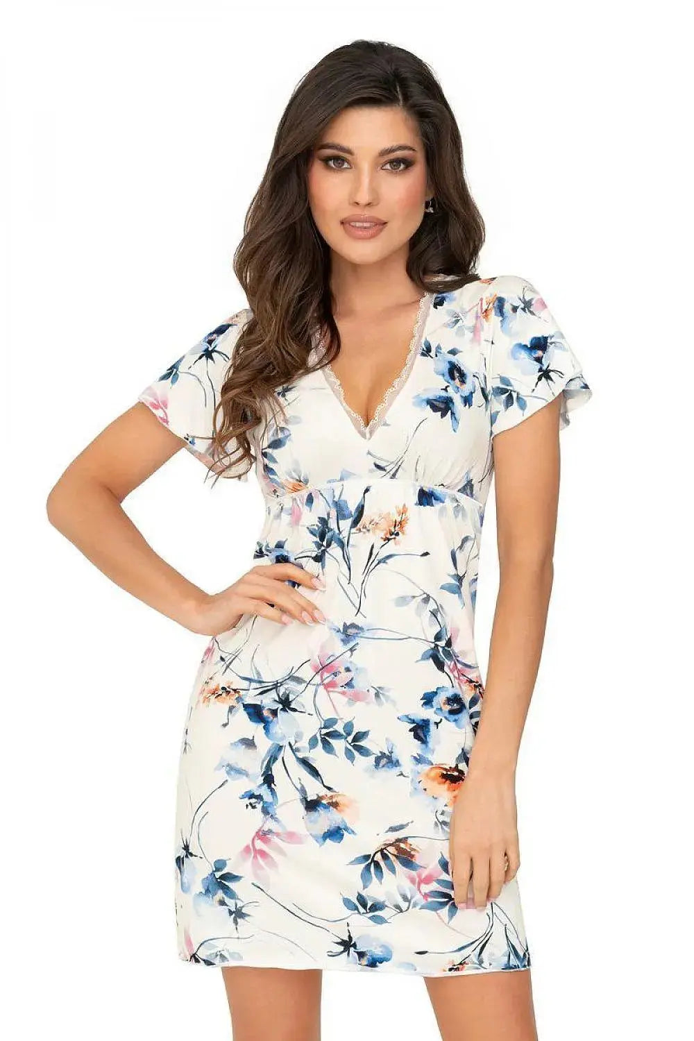 Donna floral pattern viscose decorated nightgown