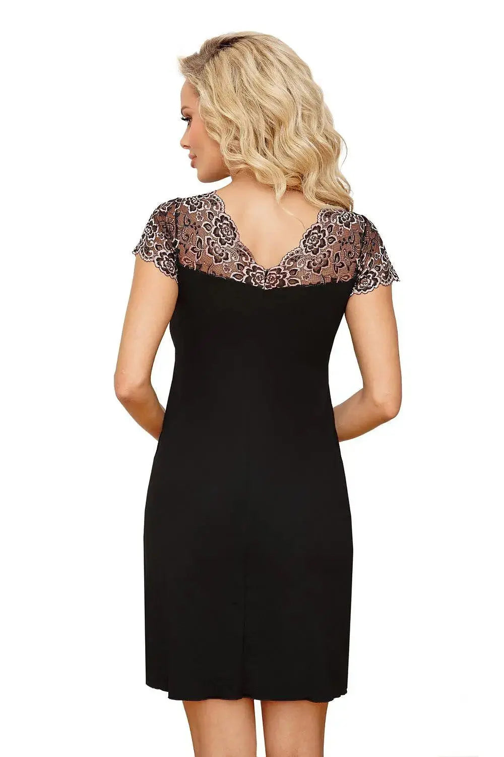 Donna smooth viscose black transparent nightgown