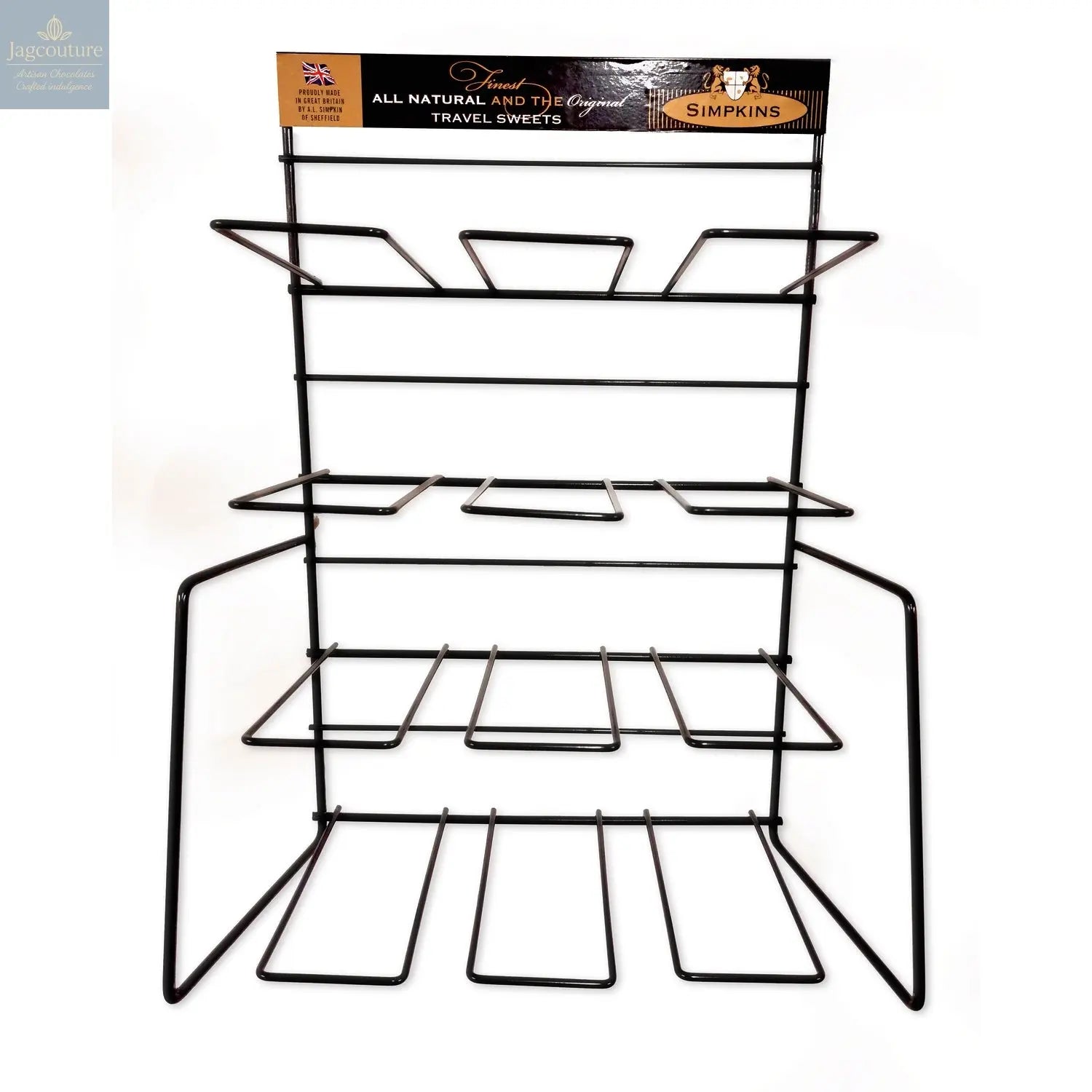 Empty stand for holding 12 x 4 tins (d) 18 x (w) 32 x (h) 51cm (FOC with 24 outers) Jag Couture Chocolates