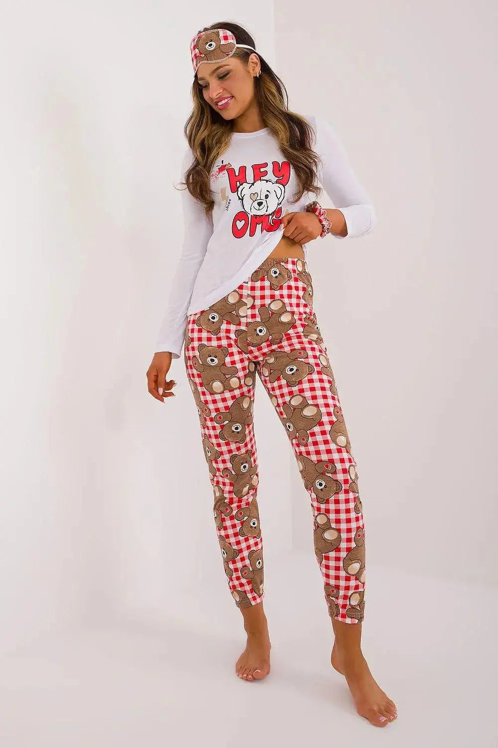 Factory Price blouse, pants, blindfold and hair elastic womens pajamas