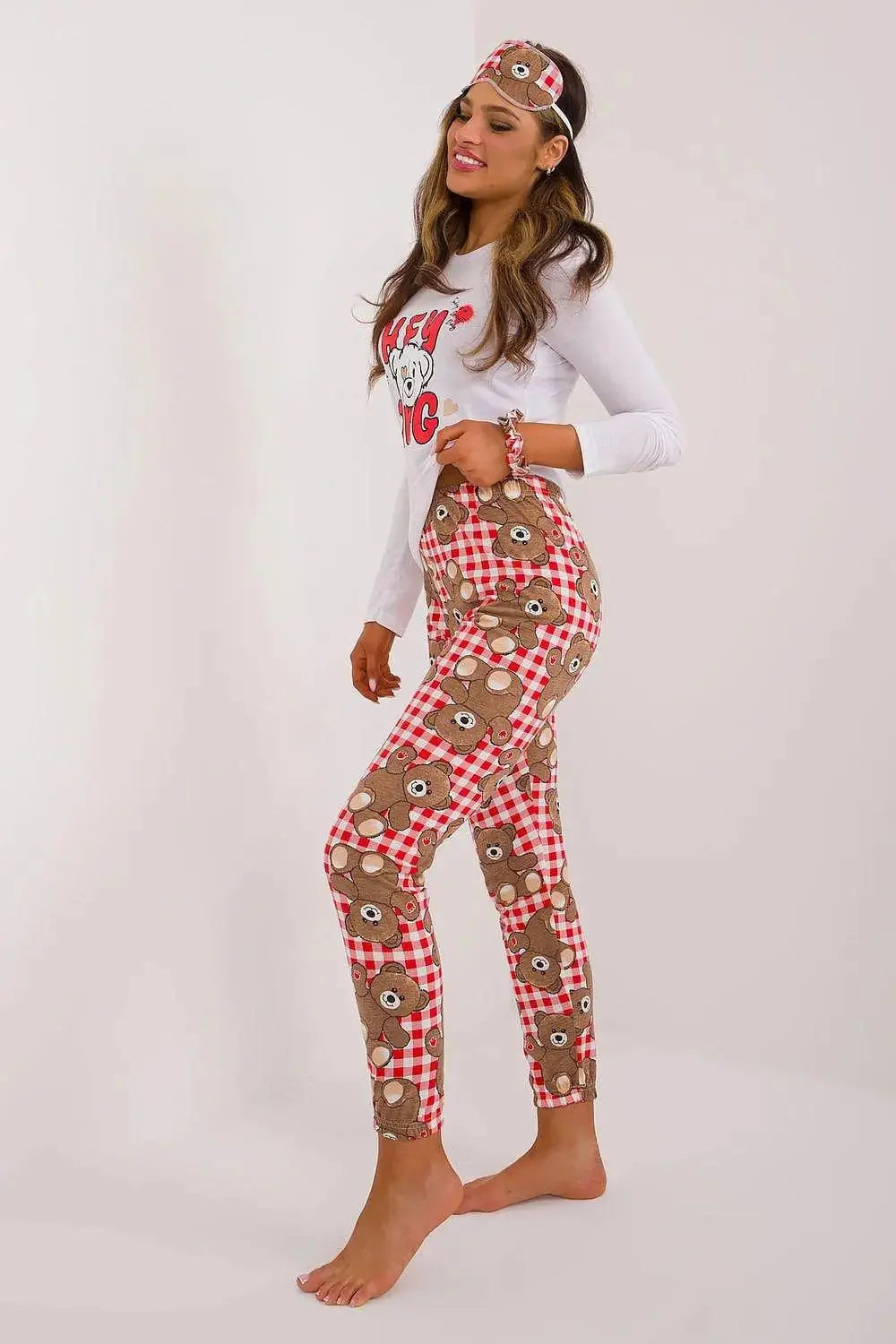 Factory Price blouse, pants, blindfold and hair elastic womens pajamas