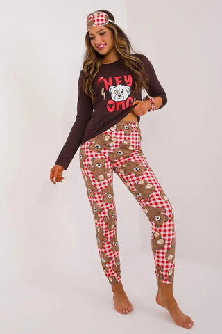 Factory Price blouse, pants, blindfold and hair elastic womens pajamas