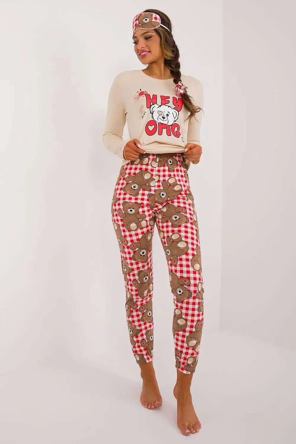 Factory Price blouse, pants, blindfold and hair elastic womens pajamas