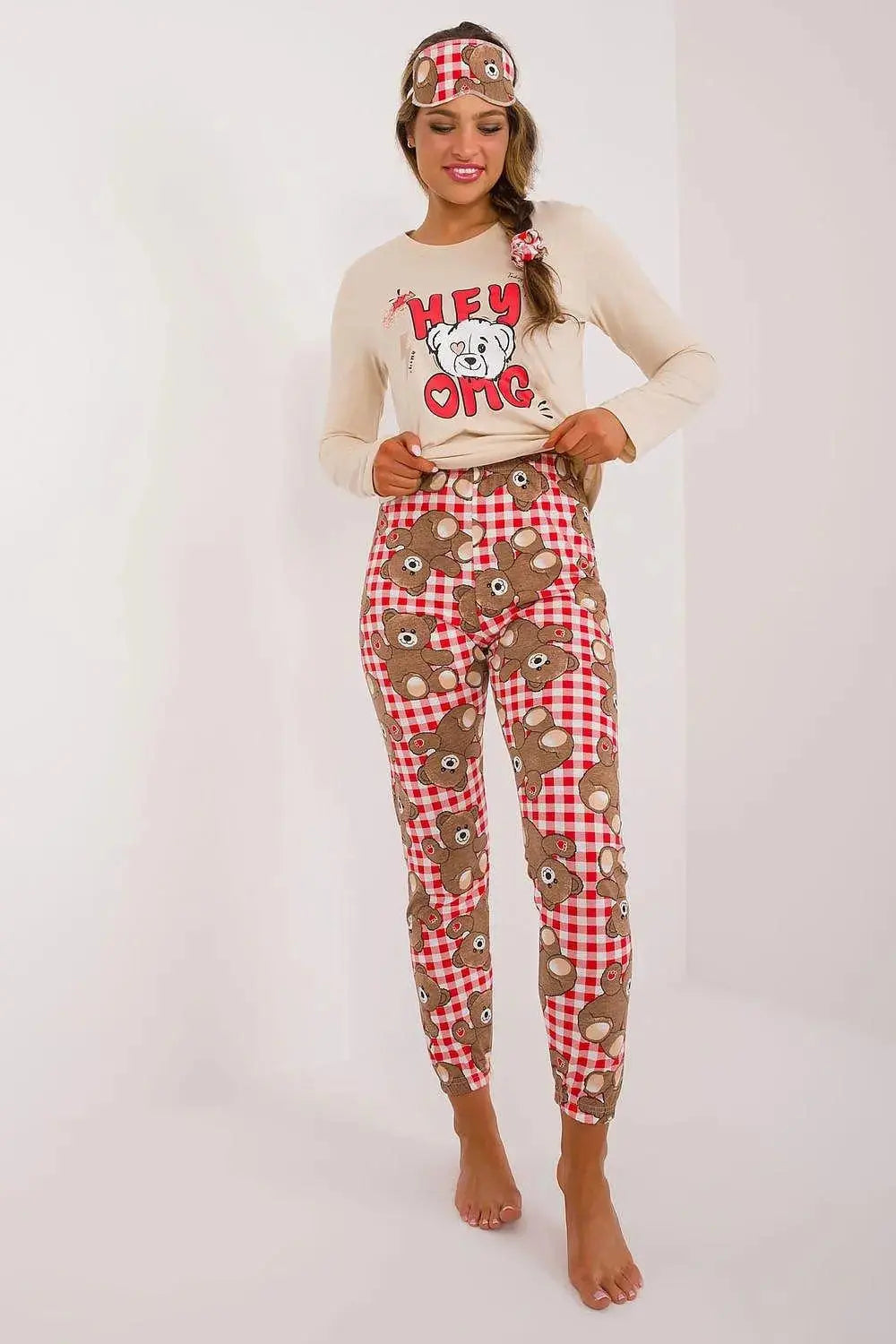 Factory Price blouse, pants, blindfold and hair elastic womens pajamas