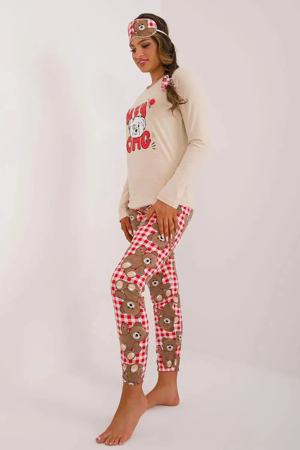 Factory Price blouse, pants, blindfold and hair elastic womens pajamas