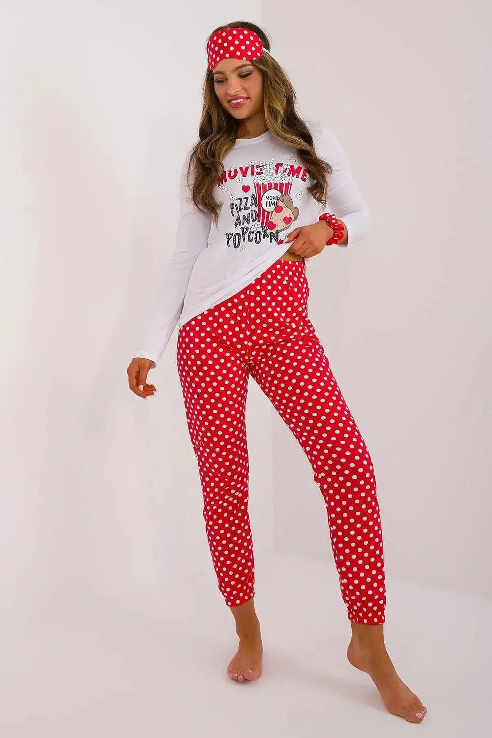 Factory Price blouse, pants, blindfold and hair elastic womens pajamas