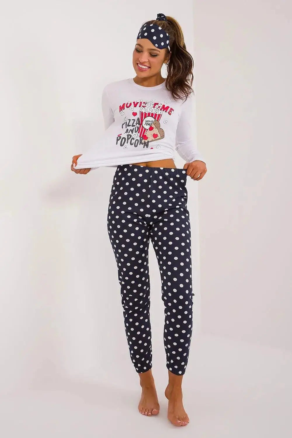 Factory Price blouse, pants, blindfold and hair elastic womens pajamas