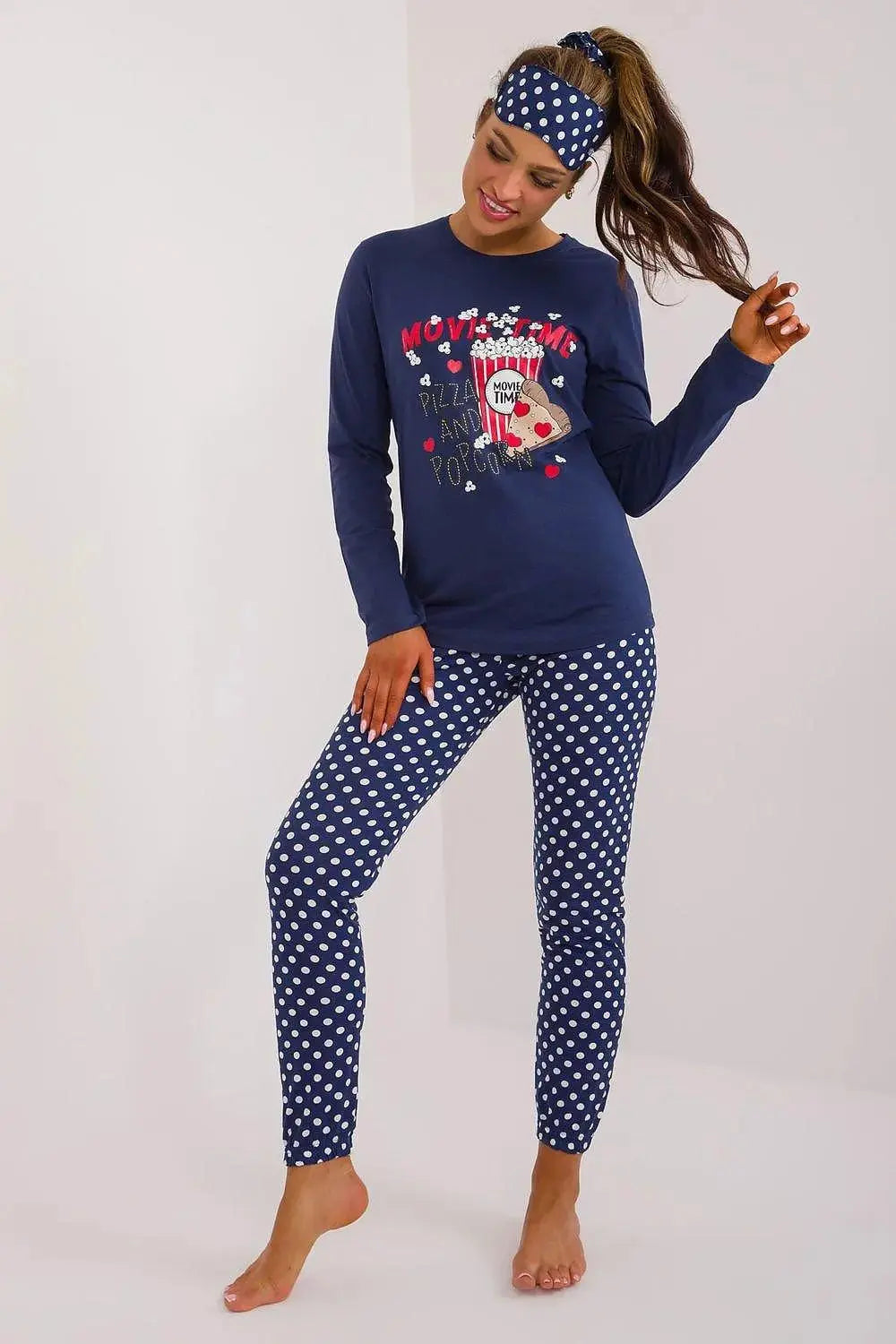 Factory Price blouse, pants, blindfold and hair elastic womens pajamas
