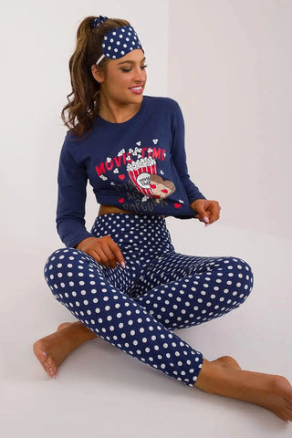 Factory Price blouse, pants, blindfold and hair elastic womens pajamas