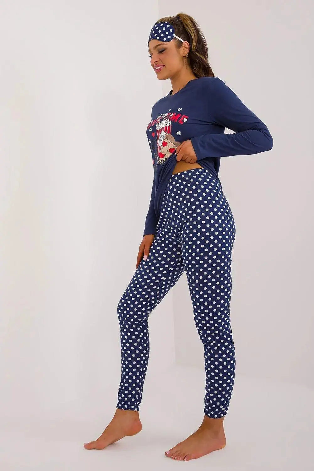 Factory Price blouse, pants, blindfold and hair elastic womens pajamas