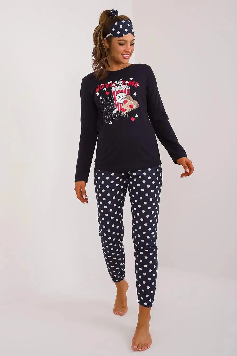 Factory Price blouse, pants, blindfold and hair elastic womens pajamas