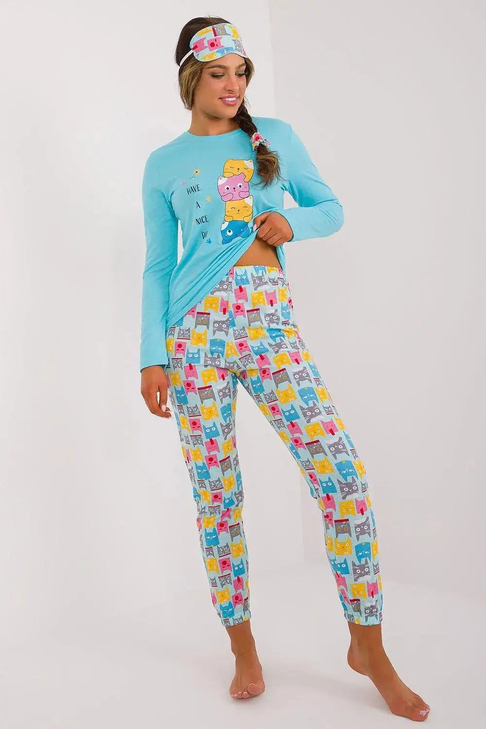Factory blouse, pants, blindfold and hair elastic women's pajamas