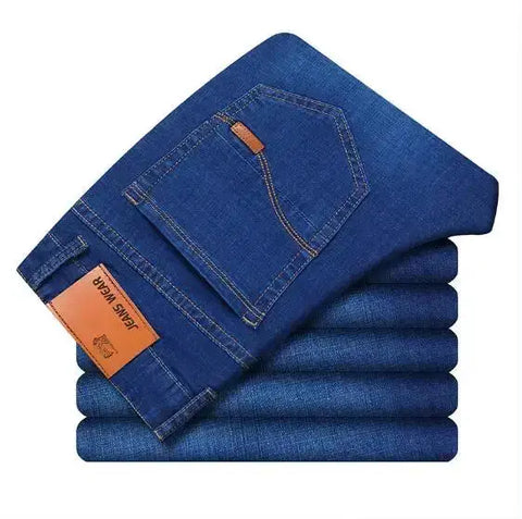 Luxury European-American Style Men's Stretch Jeans – Slim Straight Denim (Size 28-38)