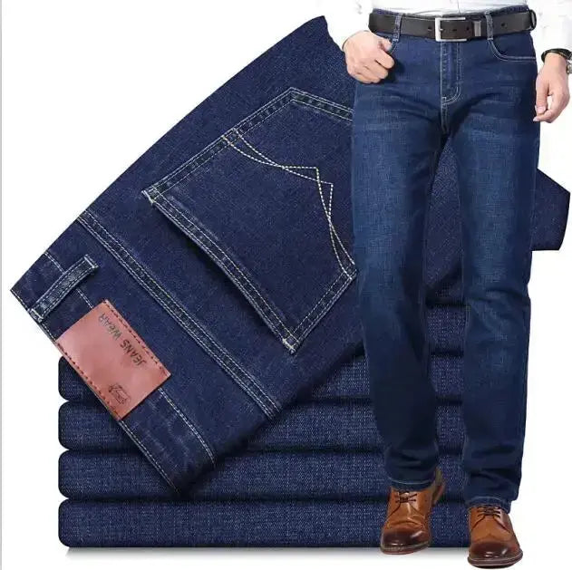 Luxury European-American Style Men's Stretch Jeans – Slim Straight Denim (Size 28-38)