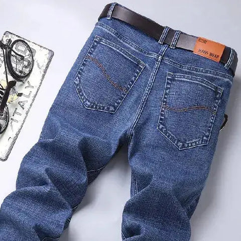 Luxury European-American Style Men's Stretch Jeans – Slim Straight Denim (Size 28-38)