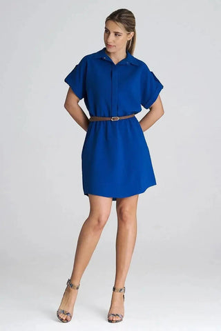 Figl Loose-Fit Daydress with Collar and Short Sleeves