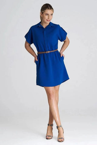 Figl Loose-Fit Daydress with Collar and Short Sleeves