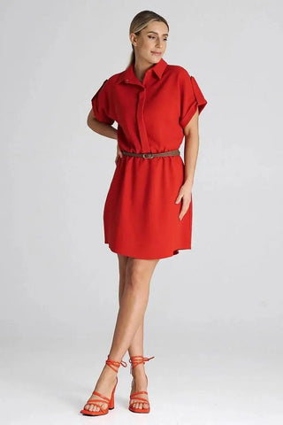 Figl Loose-Fit Daydress with Collar and Short Sleeves