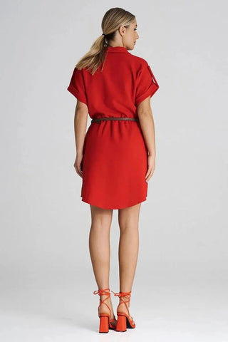 Figl Loose-Fit Daydress with Collar and Short Sleeves