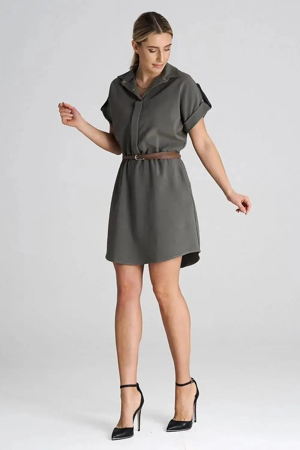 Figl Loose-Fit Daydress with Collar and Short Sleeves