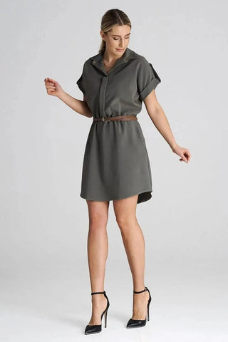 Figl Loose-Fit Daydress with Collar and Short Sleeves