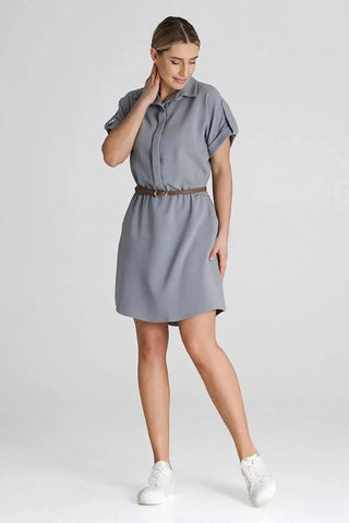 Figl Loose-Fit Daydress with Collar and Short Sleeves