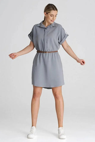 Figl Loose-Fit Daydress with Collar and Short Sleeves