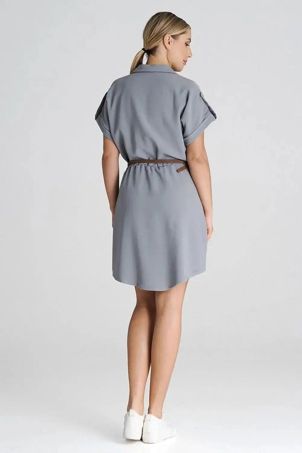 Figl Loose-Fit Daydress with Collar and Short Sleeves