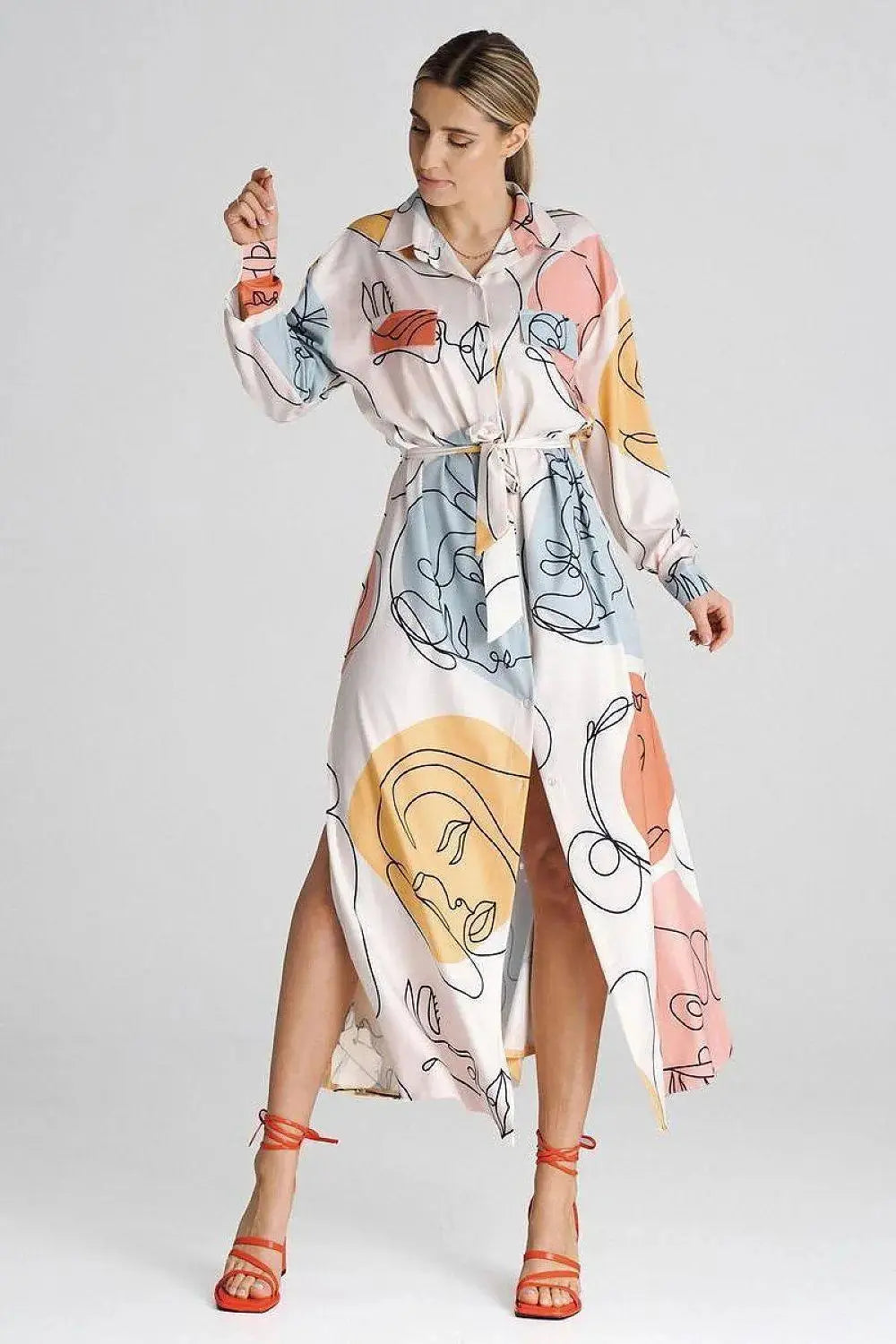 Figl Maxi Shirt Daydress with Collar