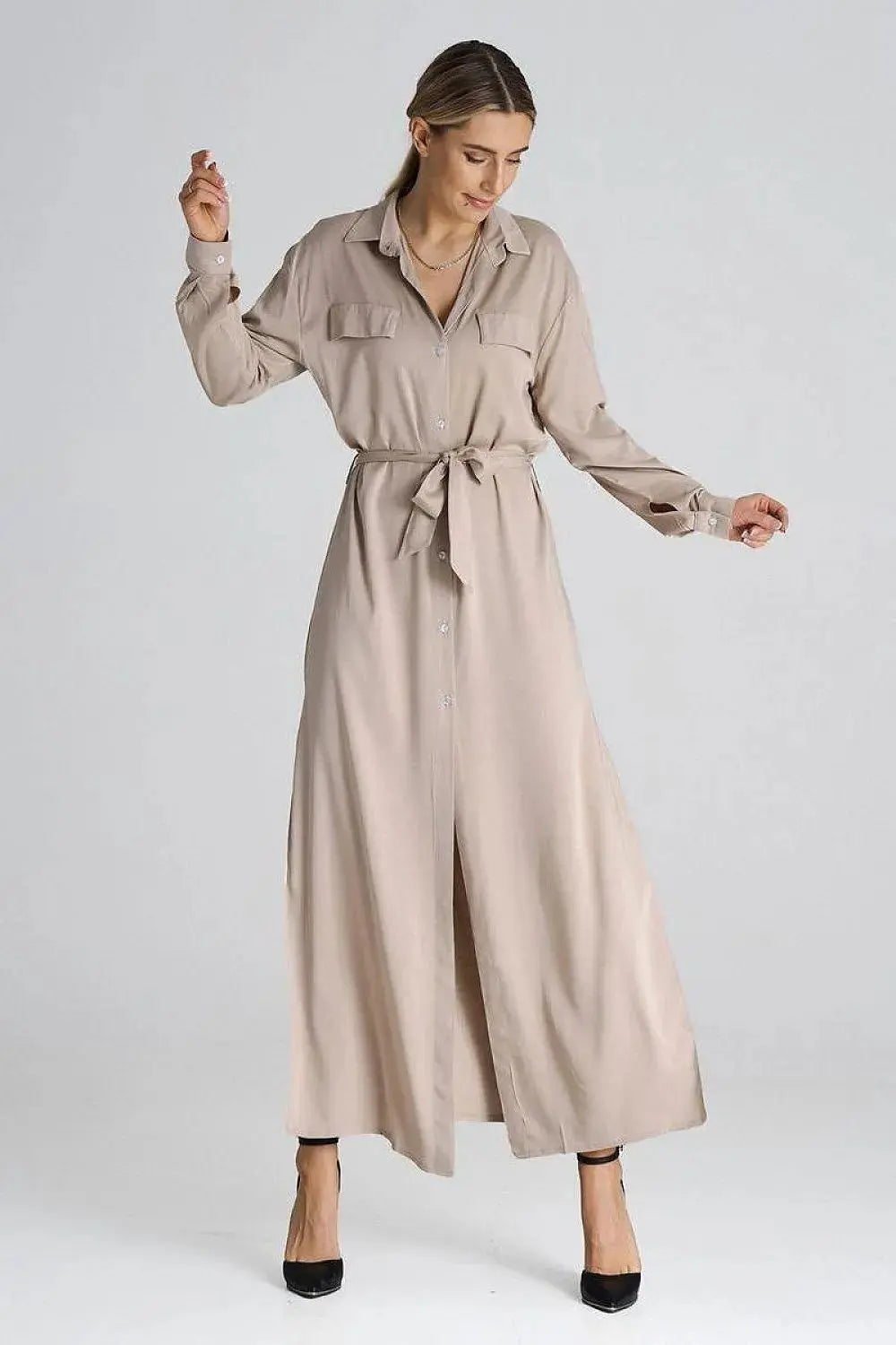 Figl Maxi Shirt Daydress with Collar