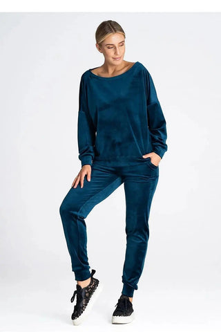 Figl elastic waistband velour pants