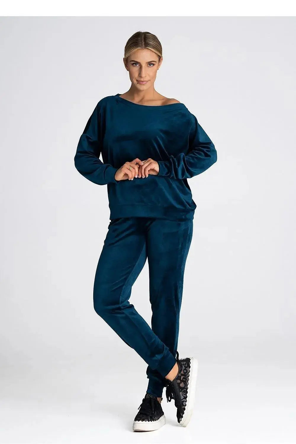 Figl elastic waistband velour pants