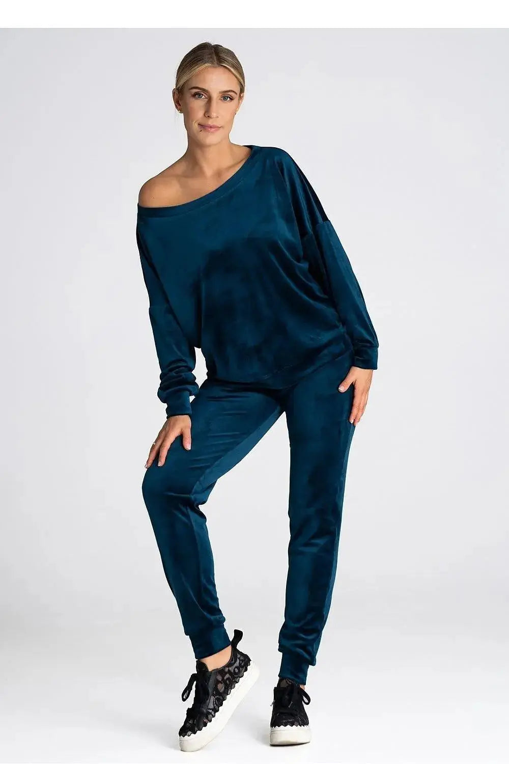 Figl elastic waistband velour pants