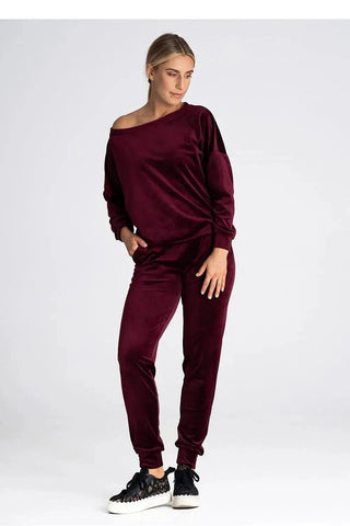 Figl elastic waistband velour pants