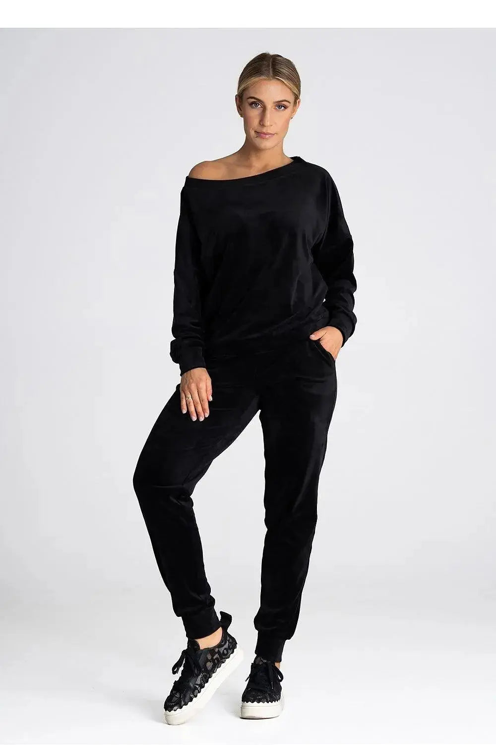 Figl elastic waistband velour pants