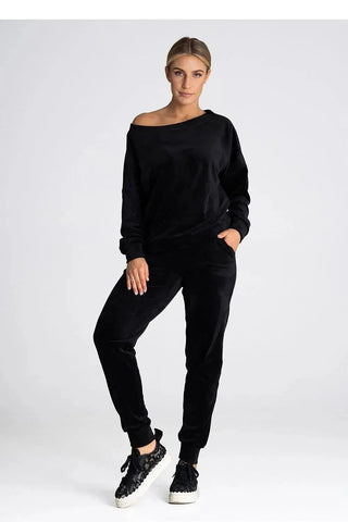 Figl elastic waistband velour pants