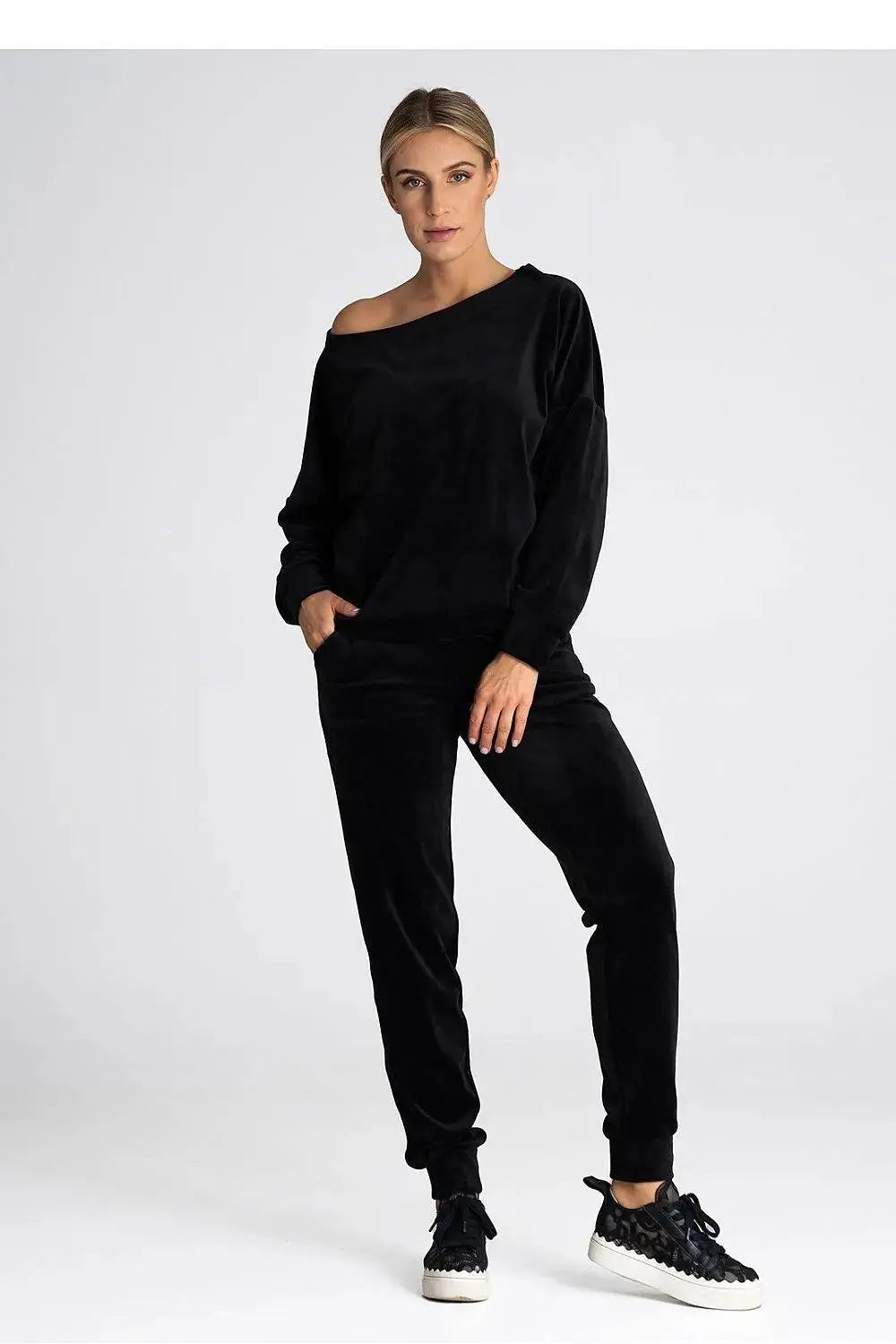 Figl elastic waistband velour pants