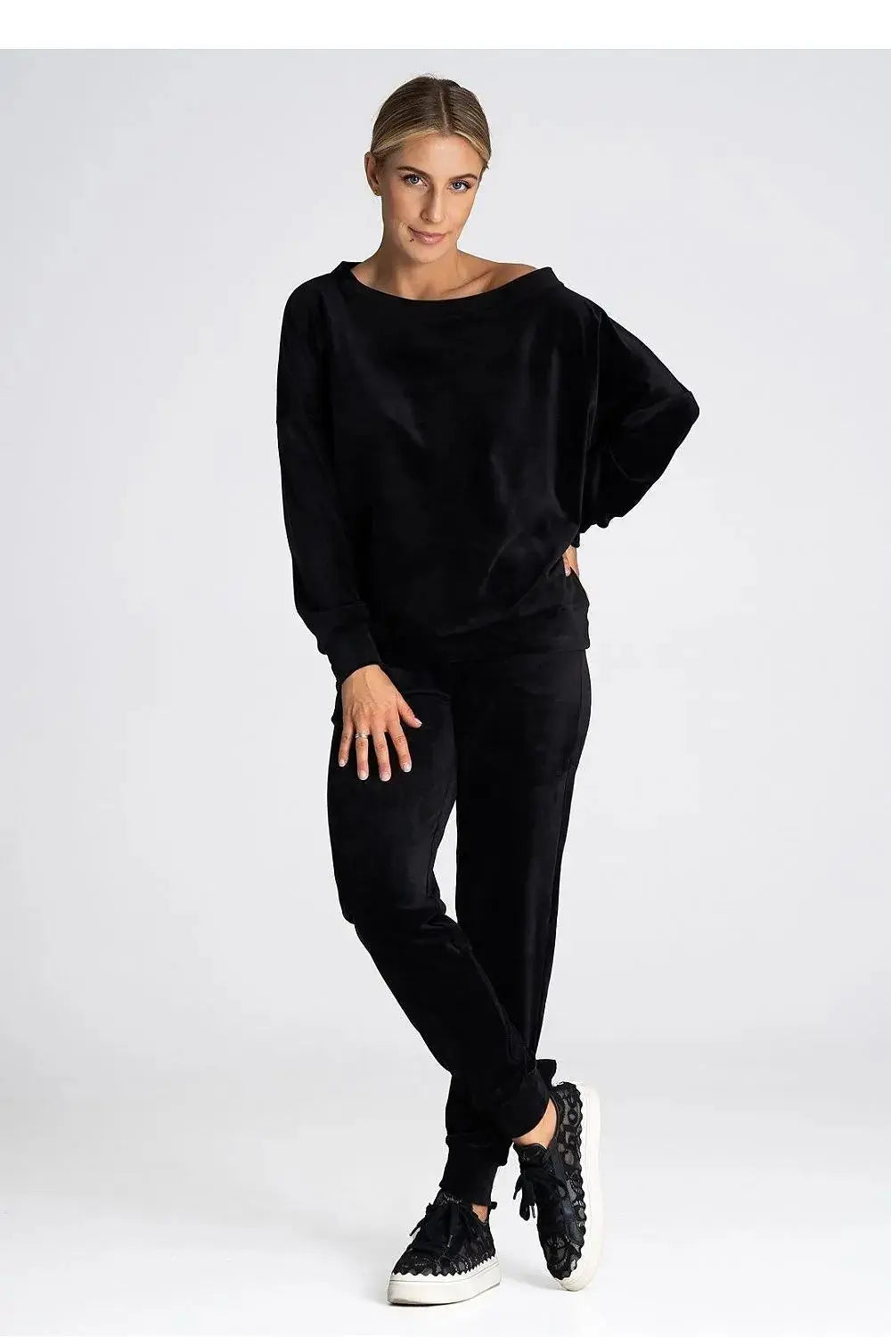 Figl elastic waistband velour pants