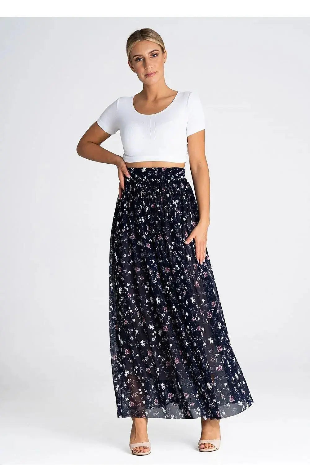 Figl elegant long mesh skirt