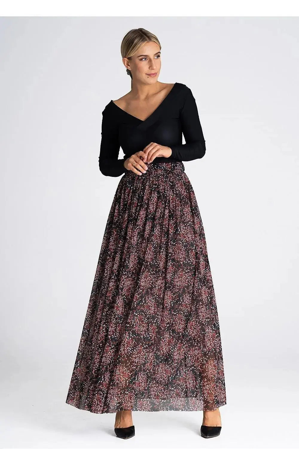 Figl elegant long mesh skirt
