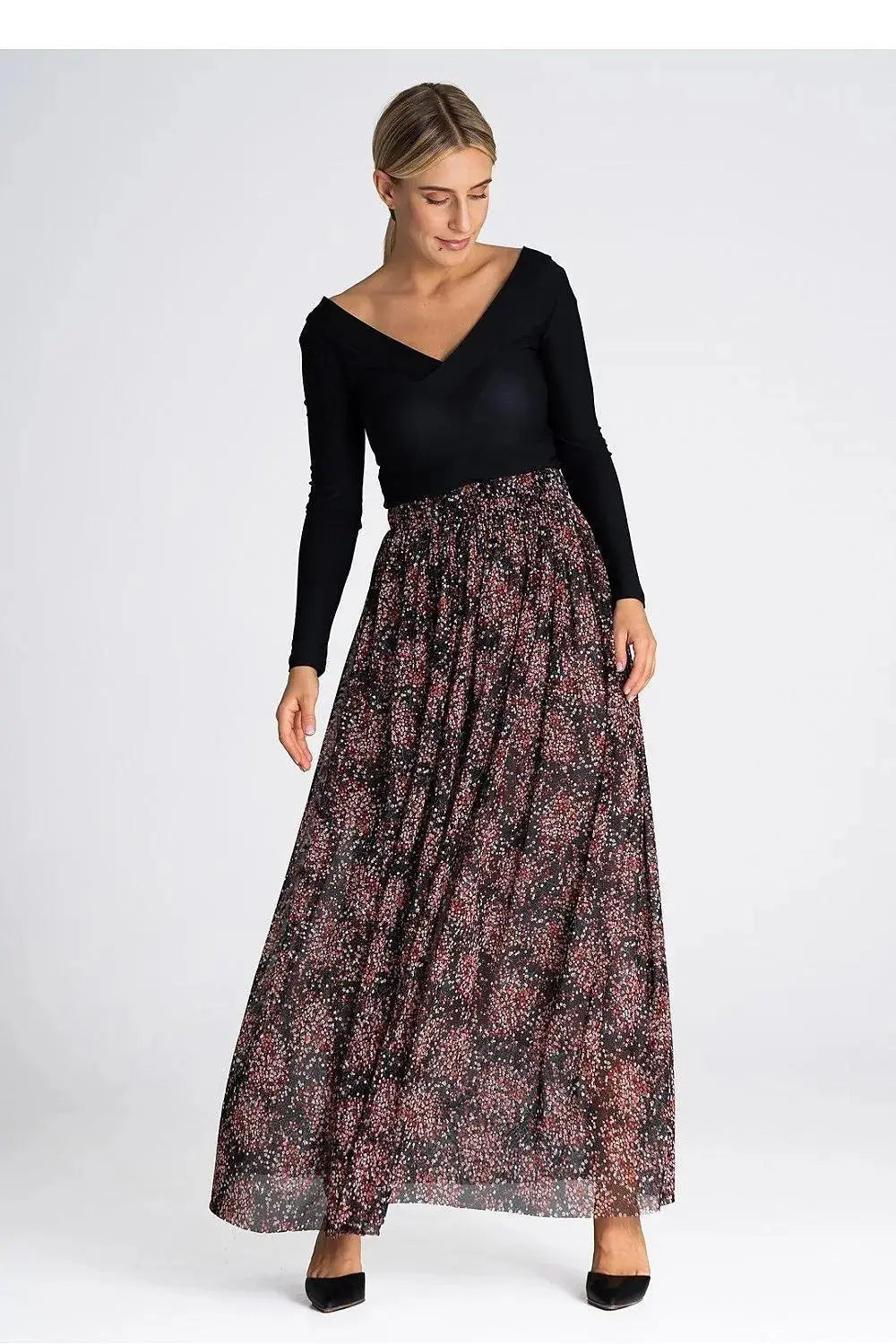 Figl elegant long mesh skirt