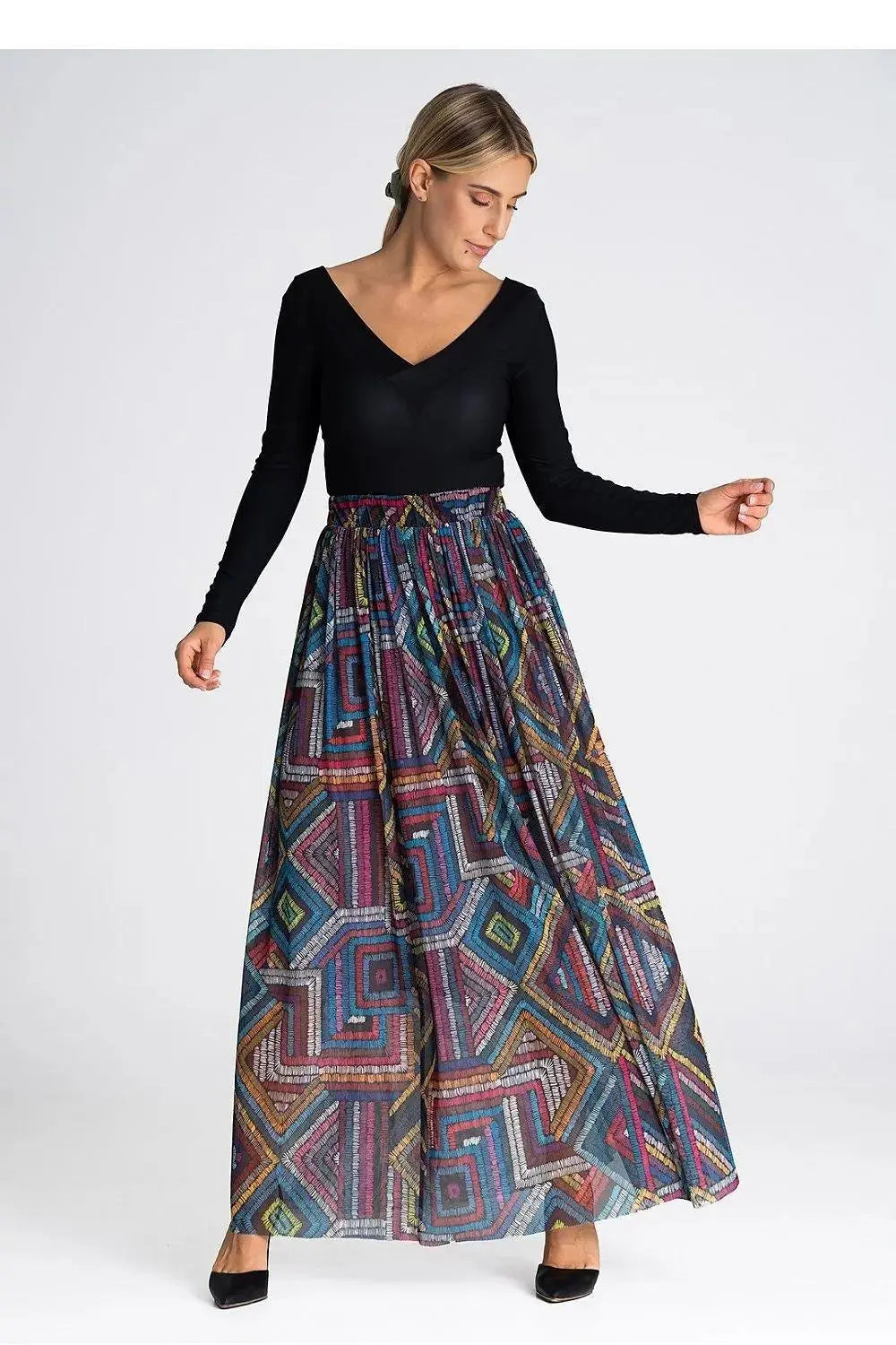 Figl elegant long mesh skirt