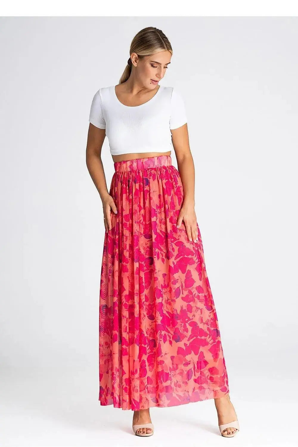 Figl elegant long mesh skirt
