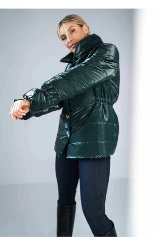 Figl high collar quilted hip-length jacket