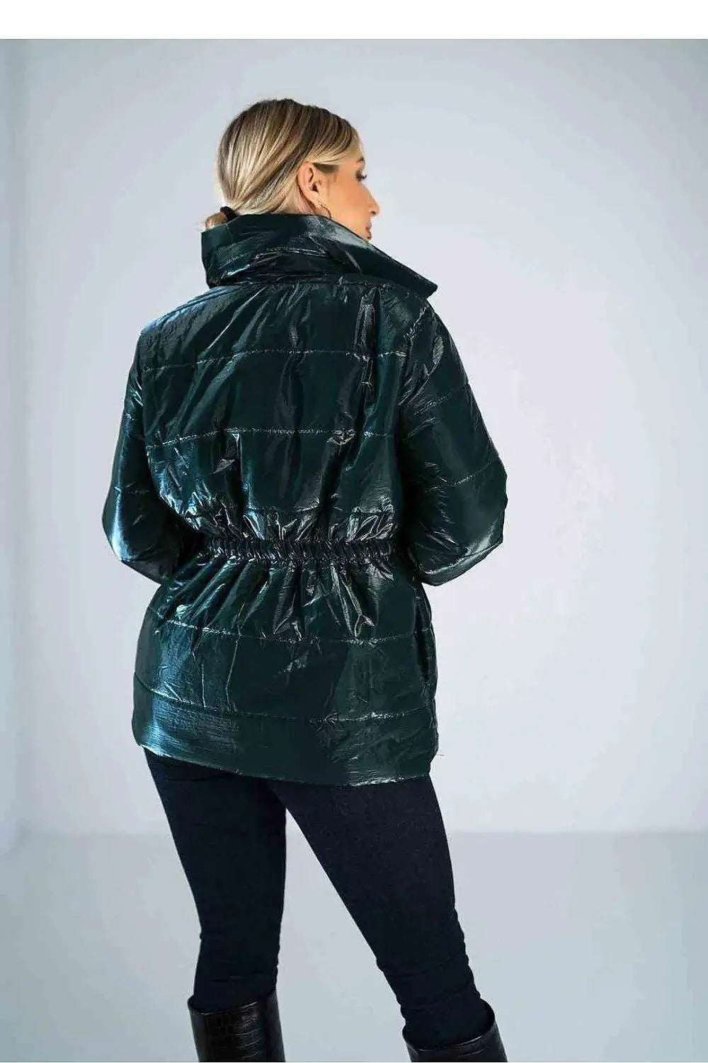 Figl high collar quilted hip-length jacket